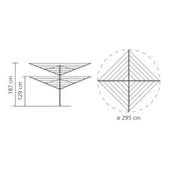 Brabantia 4 Arm Rotary Liftomatic Airer, 60m -Comfortable Home 1000078359 alt03