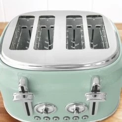 Dunelm Retro Seafoam 4 Slice Toaster -Comfortable Home 1000119985 alt02