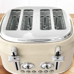 Dunelm Retro Cream 4 Slice Toaster -Comfortable Home 1000119986 alt02