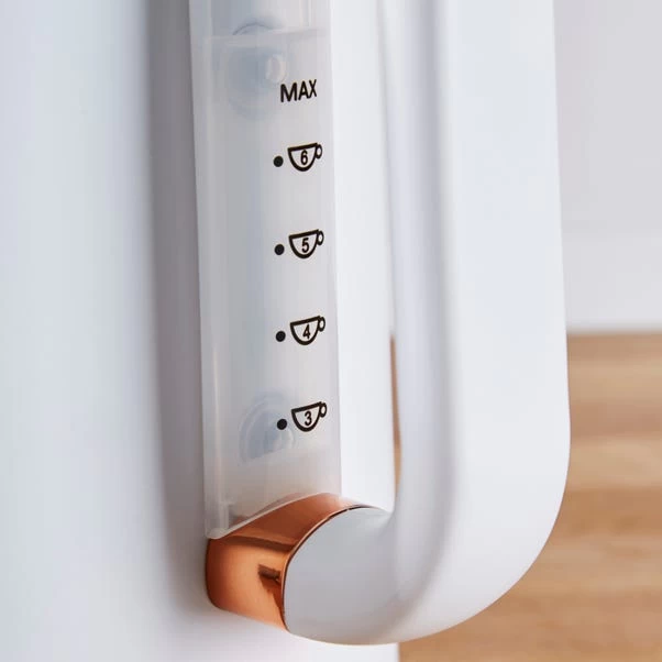 Dunelm 1.7L 3.kW Matt White & Copper Jug Kettle 5 Dunelm 1.7L 3.kW Matt White & Copper Jug Kettle - Image 3