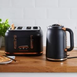 Dunelm 4 Slice Matt Black & Copper Toaster -Comfortable Home 1000150237 alt05