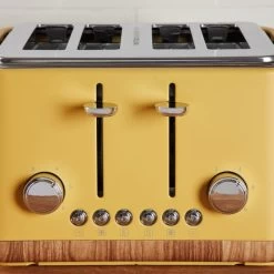 Dunelm Contemporary 4 Slice Ochre Yellow Toaster -Comfortable Home 1000155921 alt03