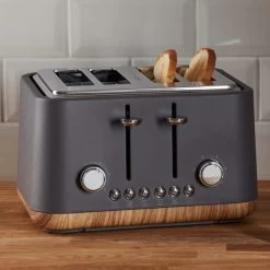 Dunelm Contemporary 4 Slice Matt Grey Toaster -Comfortable Home 1000155923 alt01