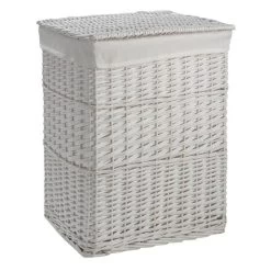 Dunelm Versailles White Square Laundry Basket -Comfortable Home 1000159786 alt02