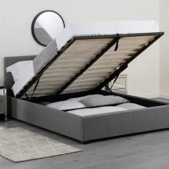 Seconique Waverley Grey Faux Leather Ottoman Bed 10 Seconique Waverley Grey Faux Leather Ottoman Bed -Comfortable Home 1000163733 alt02