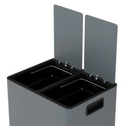 Vintage 16L Low Recycling Bin Charcoal -Comfortable Home 1000185993 alt04