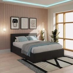 GFW Seattle Black Ottoman Bed Frame