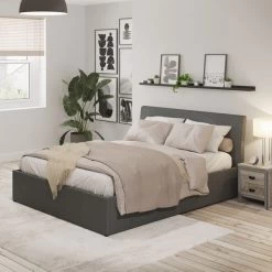 GFW Ascot Grey Upholstered Ottoman Bed