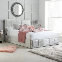 Birlea Hannover Steel Crushed Velvet Ottoman Bed