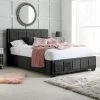 Birlea Hannover Black Crushed Velvet Bed Frame -Comfortable Home 30607503