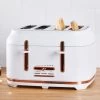 Dunelm 4 Slice Matt White & Copper Toaster -Comfortable Home 30620318