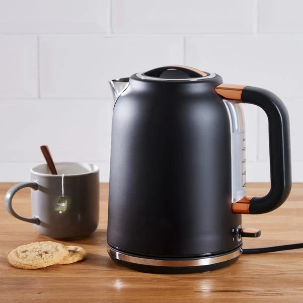 Dunelm 1.7L 3kW Matt Black & Copper Jug Kettle 3 Dunelm 1.7L 3kW Matt Black & Copper Jug Kettle