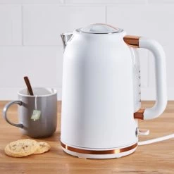 Dunelm 1.7L 3.kW Matt White & Copper Jug Kettle