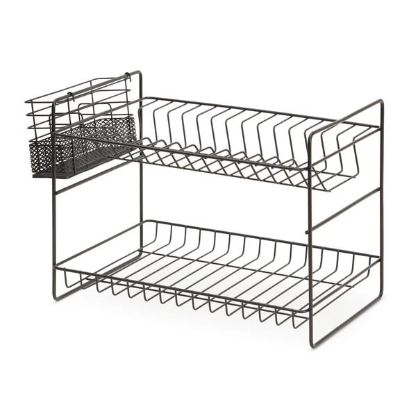 Dunelm 2 Tier Matt Black Dish Drainer And Cutlery Holder 4 Dunelm 2 Tier Matt Black Dish Drainer And Cutlery Holder - Image 2