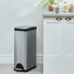 Dunelm Stainless Steel 30L Slim Recycling Bin