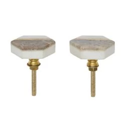 Dunelm White Stone Set Of 2 Door Knobs
