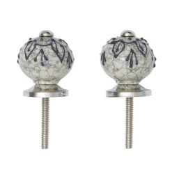 Dunelm Stone Floral Set Of 2 Door Knobs