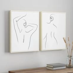 Dunelm Set Of 2 Nude Lady Capped Canvas'