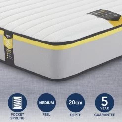 Jay-Be Benchmark S5 Hybrid Boxed Rolled Medium Pocket Sprung Mattress