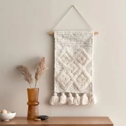 Dunelm Inca Tufted Cream Wall Hanging, 30cm X 60cm