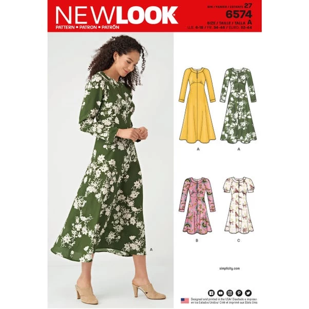 New Look Misses Dresses 6574 Sewing Pattern 3 New Look Misses Dresses 6574 Sewing Pattern