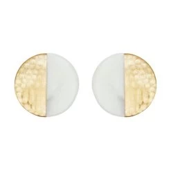 Dunelm Pack Of 2 Brass Gold And Marble Round Drawer Knobs