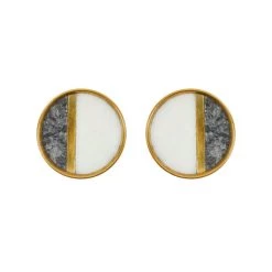 Dunelm Pack Of 2 Brass And Marble Round Drawer Knobs