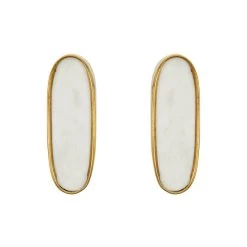 Dunelm Pack Of 2 Brass And Marble Rectangular Door Knobs