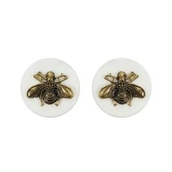 Dunelm Pack Of 2 Brass Bee Round Drawer Knobs
