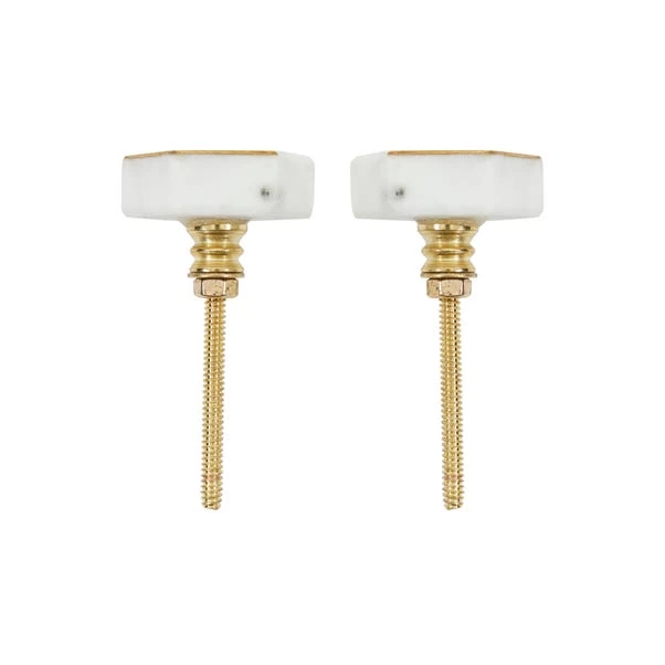 Dunelm Pack Of 2 Brass Gold And Marble Hexagon Door Knobs 4 Dunelm Pack Of 2 Brass Gold And Marble Hexagon Door Knobs - Image 2
