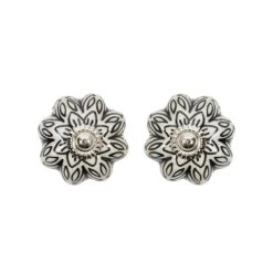 Dunelm Pack Of 2 Ceramic Floral Black And White Door Knobs