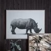Cedar & Sage Wandering Rhino Abstract Framed Canvas
