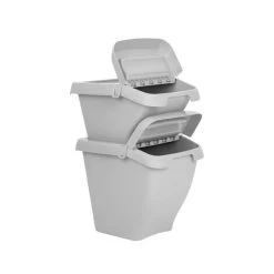 Wham Dunelm Stackable 30L Bin Silver -Comfortable Home 30764169 alt03