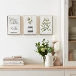 Dunelm Set Of 3 Greenery Capped Canvases