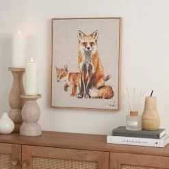 Dunelm Fox And Baby Capped Canvas