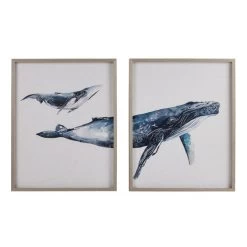 Dunelm Set Of 2 Whale Mum Baby Framed Prints -Comfortable Home 30766108 alt02