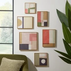 Set Of 6 Elements Abstract Capped Canvases