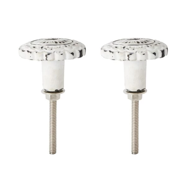 Dunelm Set Of 2 White Wash Oval Antique Knobs 4 Dunelm Set Of 2 White Wash Oval Antique Knobs - Image 2