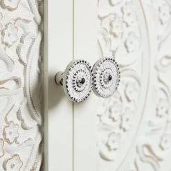 Dunelm Pack Of 2 White Wash Circle Antique Knobs