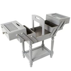 Dunelm Lucy Cane Cantilever Standing Sewing Box Grey -Comfortable Home 30772488 alt02