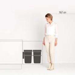 Brabantia Sort And Go Built In Bin 2 X 16L Jade Green Grey -Comfortable Home 30788092 alt04