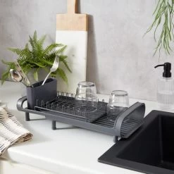 Dunelm Compact Extendable Dish Drainer Grey