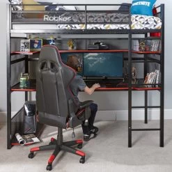X Rocker Battlebunk Gaming High Sleeper Bunk Bed With Shelf & Desk -Comfortable Home 30796021 alt02
