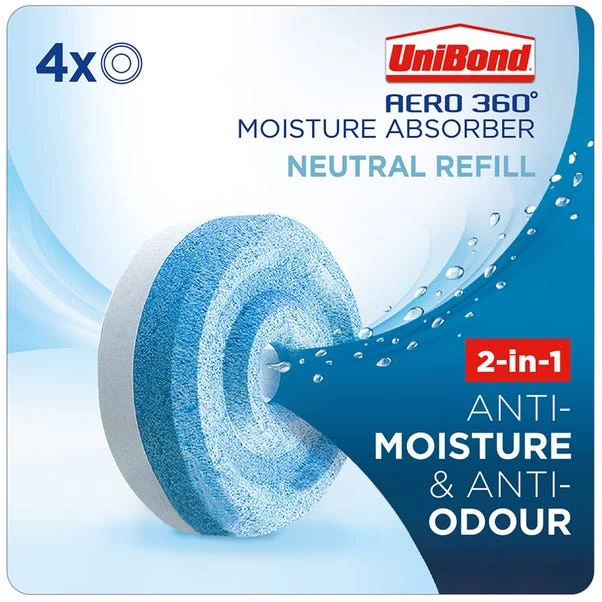 UniBond Aero 360 Moisture Absorber Neutral Refill X4 3 UniBond Aero 360 Moisture Absorber Neutral Refill X4