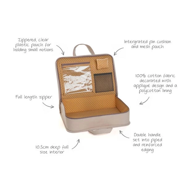 Hobby Gift Linen Bee Applique Project Case Natural 6 Hobby Gift Linen Bee Applique Project Case Natural - Image 4