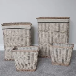 JVL Arianna Willow Set Of 4 Laundry Baskets & Bins