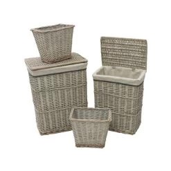 JVL Arianna Willow Set Of 4 Laundry Baskets & Bins -Comfortable Home 30824612 alt03